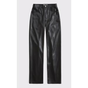 NWT Abercrombie & Fitch Curve Love 90s High Rise Black Vegan Leather Pants 32